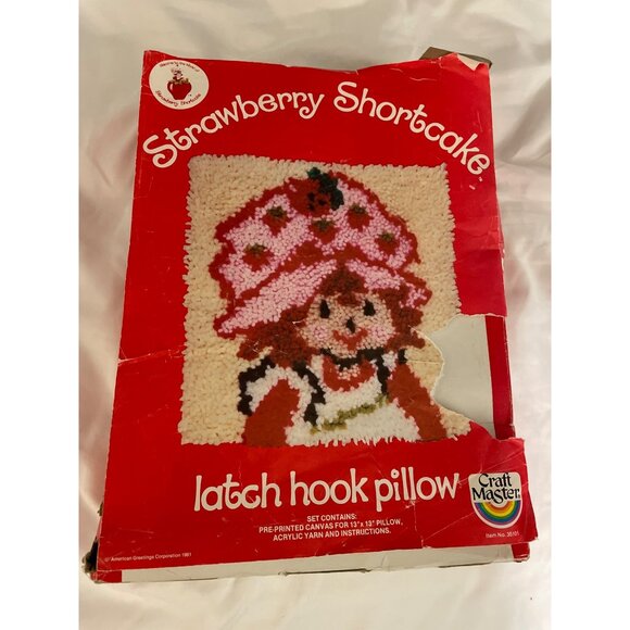 Strawberry Shortcake Latch Hook Pillow Kit 12"x12" Craft Master Vintage - Picture 5 of 7
